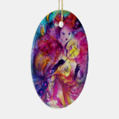 MASQUERADE NACHT Carnaval Musicus in Roze kostuum Keramisch Ornament (Rechts)