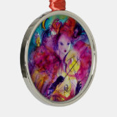 MASQUERADE NACHT Carnaval Musicus in Roze kostuum Metalen Ornament (Rechts)