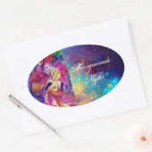 MASQUERADE NACHT Carnaval Musicus in Roze kostuum Ovale Sticker (Envelop)