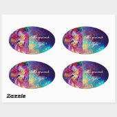 MASQUERADE NACHT Carnaval Musicus in Roze kostuum Ovale Sticker (Vel)