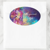 MASQUERADE NACHT Carnaval Musicus in Roze kostuum Ovale Sticker (Tas)