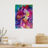 MASQUERADE NACHT Carnaval Musicus in Roze kostuum Poster (Keuken)