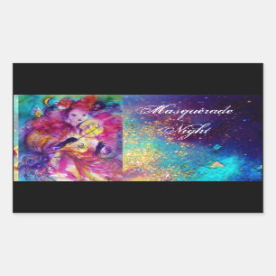 MASQUERADE NACHT Carnaval Musicus in Roze kostuum Rechthoekige Sticker