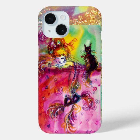 MASQUERADE NACHT / LADY MET ZWARTE CAT-MONOGRAM Case-Mate iPhone CASE (Achterkant)
