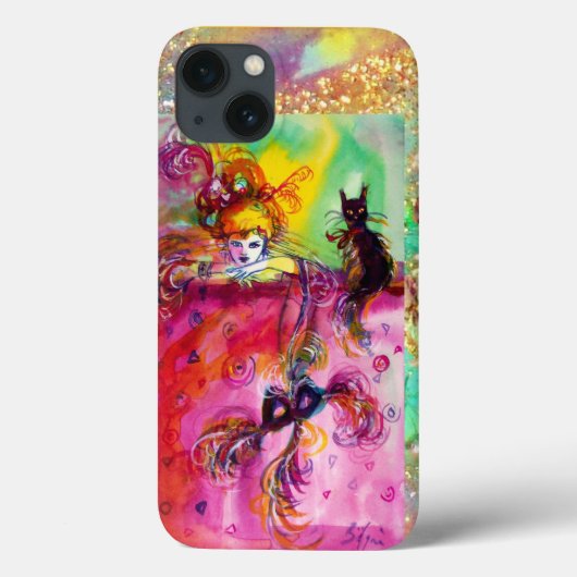 MASQUERADE NACHT / LADY MET ZWARTE CAT-MONOGRAM Case-Mate iPhone CASE (Achterkant)