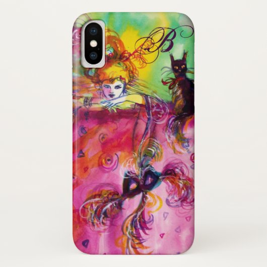 MASQUERADE NACHT / LADY MET ZWARTE CAT-MONOGRAM Case-Mate iPhone CASE (Achterkant)