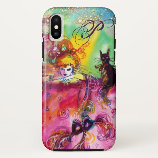 MASQUERADE NACHT / LADY MET ZWARTE CAT-MONOGRAM Case-Mate iPhone CASE (Achterkant)