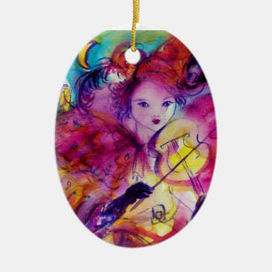 MASQUERADE NACHT / MUZIEK MAKEND PINK SLOT KERAMISCH ORNAMENT