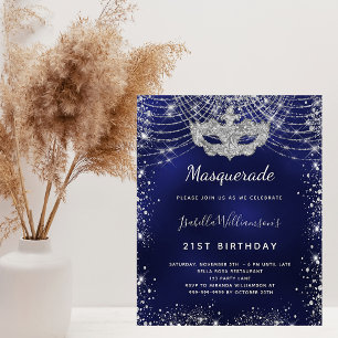 Masquerade navy blue Silver-uitnodiging voor de be Flyer