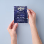 Masquerade navy blue Silver-uitnodiging voor de be Flyer (Hand)