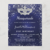 Masquerade navy blue Silver-uitnodiging voor de be Flyer (Voorkant)