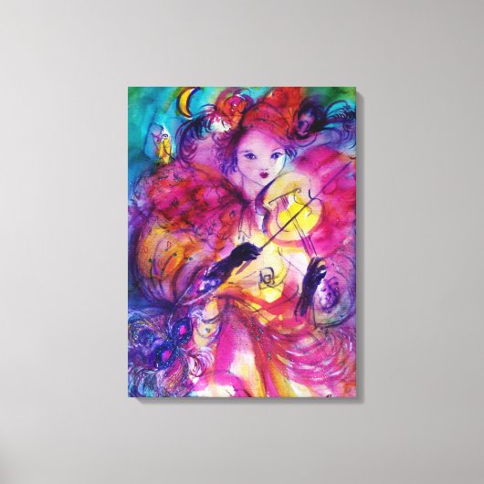 MASQUERADE NGHT Carnaval Musicus Black White Canvas Afdruk (Voorkant)