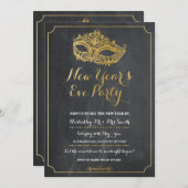 MASQUERADE Nieuwjaar Jaar Eve Party Mask nodigt ui Kaart (Voorkant / Achterkant)