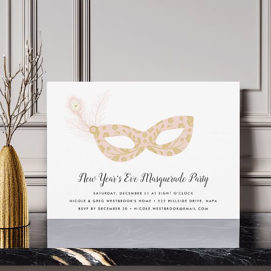 Masquerade Nieuwjaarsfeest uitnodiging