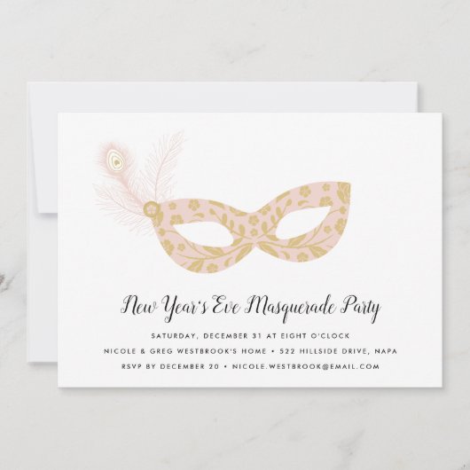 Masquerade Nieuwjaarsfeest uitnodiging (Voorkant)