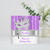 Masquerade Paars Diamond Mask Birthday Party 2 Kaart (Staand voorkant)