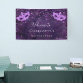 Masquerade paars glitterstof Quinceanera Spandoek (Beurs)