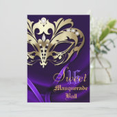 Masquerade Paars Jeweled Sweet 16 Uitnodiging (Staand voorkant)