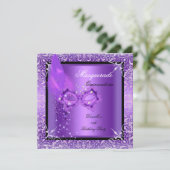 Masquerade Paars Mask Quinceanera Party Kaart (Staand voorkant)