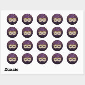 Masquerade Paars&Oranje maan&Stars RoundStickers Ronde Sticker (Vel)