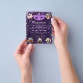 Masquerade paars Quinceanera-begrotingsuitnodiging Flyer (Hand)