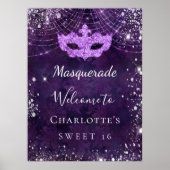 Masquerade paars zilverglitterstof Sweet 16 Poster (Voorkant)