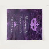 Masquerade paarse glitterstof Sweet 16 verjaardag Wandkleed (Voorkant (horizontaal))