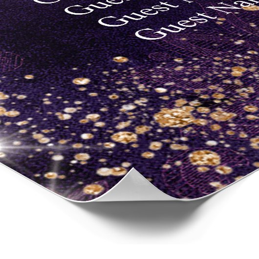 Masquerade paarse glitterzitplaats poster (Hoek)