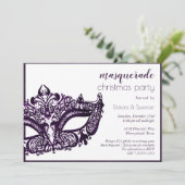 Masquerade Paarse Masker | Mardi Gras Vakantiefees Kaart (Staand voorkant)