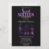 Masquerade,Paarse Masker Sweet 16 Uitnodiging (Voorkant)