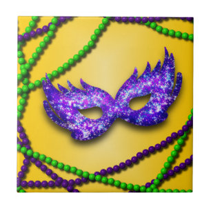 Masquerade Paarse Masker Tegeltje