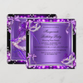 Masquerade Paarse roze maskers Birthday Party 2 Kaart (Voorkant / Achterkant)