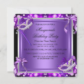 Masquerade Paarse roze maskers Birthday Party 2 Kaart (Voorkant)