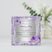 Masquerade Paarse Silver Snowflakes Maskerpartij Kaart (Staand voorkant)