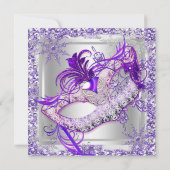 Masquerade Paarse Silver Snowflakes Maskerpartij Kaart (Achterkant)