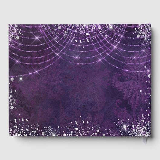Masquerade paarse zilverglitter gastenboek (Achterkant)