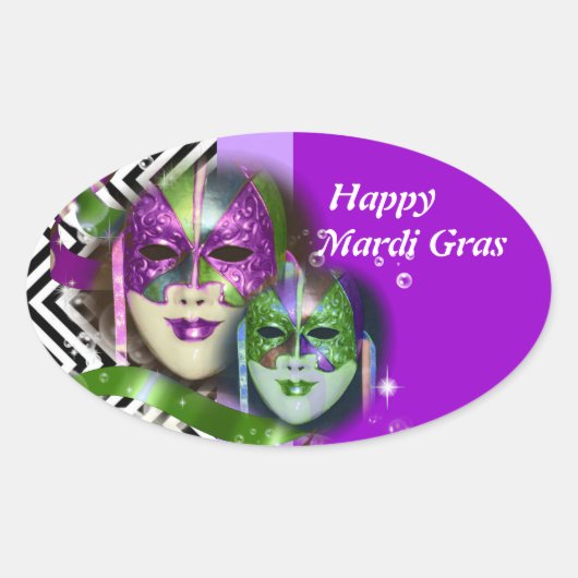 Masquerade partij mardi gras masker ovale sticker (Voorkant)