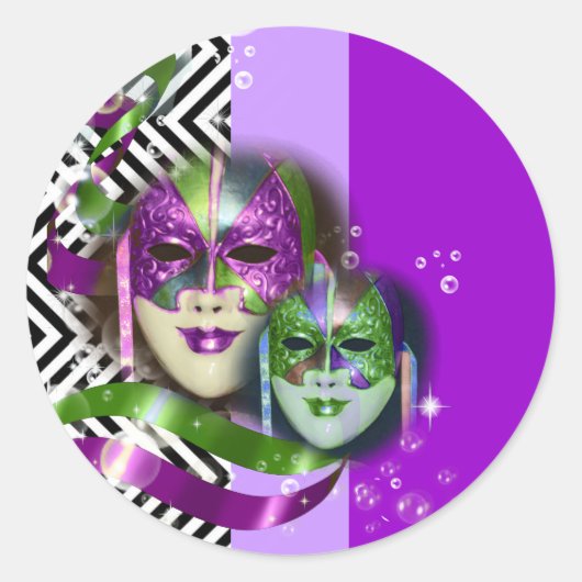 Masquerade partij mardi gras masker ronde sticker (Voorkant)