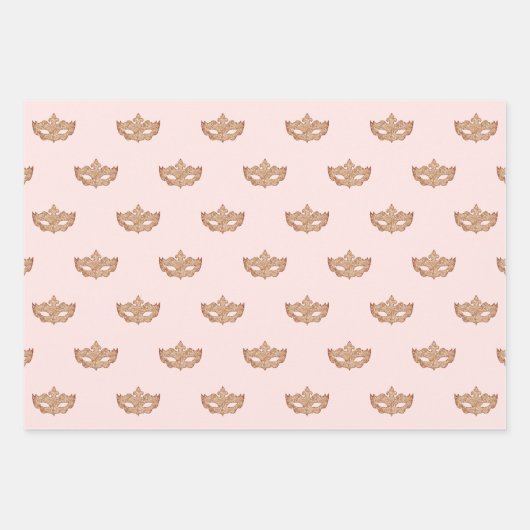 Masquerade partij roos gouden masker inpakpapier vel (Voorkant)