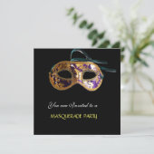 MASQUERADE PARTIJ, zwart wit blauw Kaart (Staand voorkant)