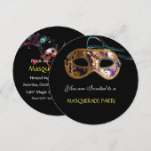 MASQUERADE PARTIJ, zwart wit blauw Kaart (Voorkant / Achterkant)