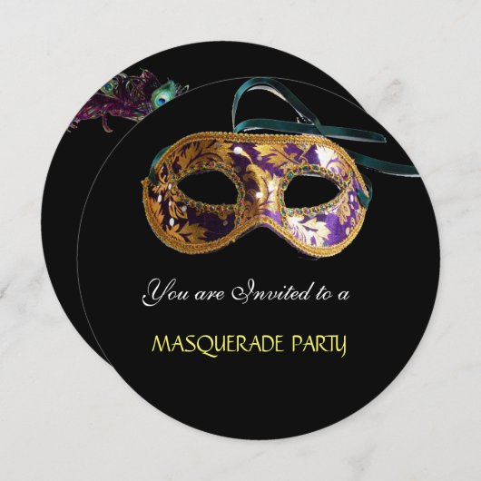 MASQUERADE PARTIJ, zwart wit blauw Kaart (Voorkant / Achterkant)