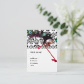 MASQUERADE PARTIJ zwart-wit, dameslinnen Visitekaartje (Staand voorkant)