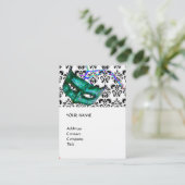 MASQUERADE PARTIJ zwart-wit, dameslinnen Visitekaartje (Staand voorkant)