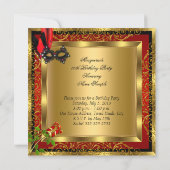 Masquerade Party Ball Gold Red Black Mask Roos Kaart (Achterkant)
