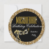 Masquerade Party Birthday Gold Glitter Wild Masker Kaart (Voorkant)