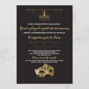 Masquerade Party Birthday Mask Gold Invite Kaart