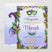 Masquerade Party Birthday Uitnodiging (Voorkant / Achterkant)