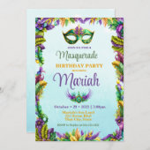 Masquerade Party Birthday Uitnodiging (Voorkant / Achterkant)