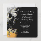Masquerade Party Birthday Wild Mask Black Gold A Kaart (Achterkant)